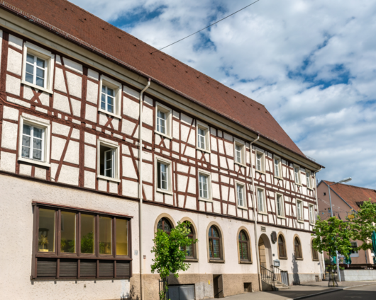 Außenansicht von einem Fachwerkhaus