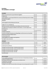 Preisliste Zusatzleistungen