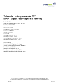 Technisches Datenblatt Netzabschlusspunkt GPON
